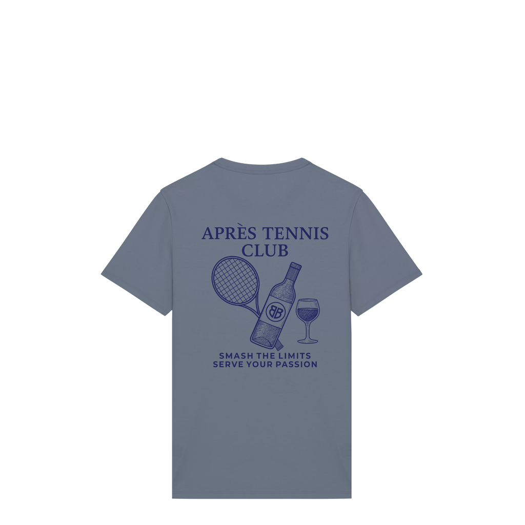 Uniseks T-shirt Après Tennis Club (Navy Blue logo)