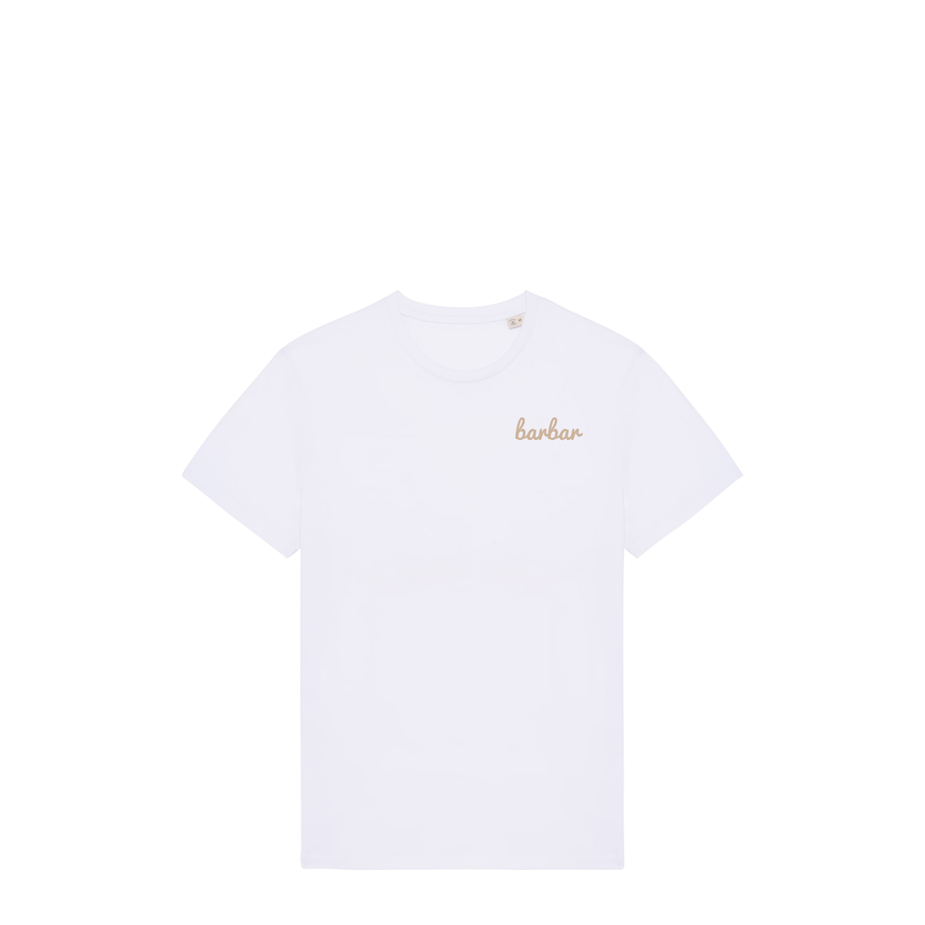 Uniseks T-shirt (BarBar Off-white logo)