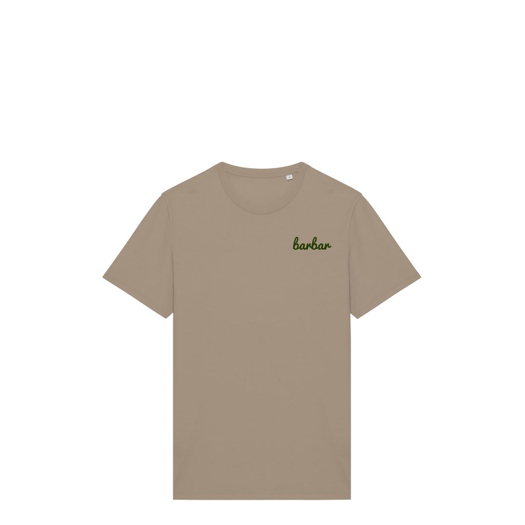 Uniseks T-shirt (BarBar Khaki logo)