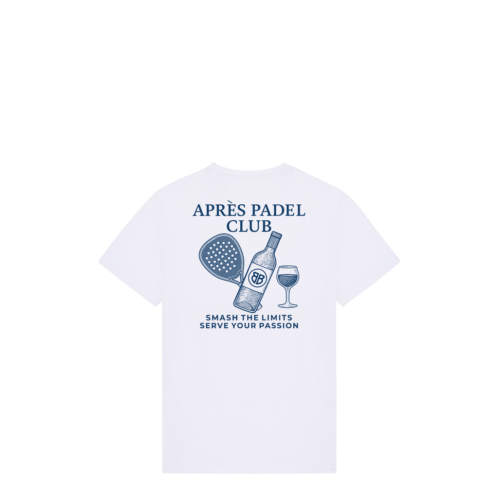 Uniseks T-shirt Après Padel Club (Navy Blue logo)