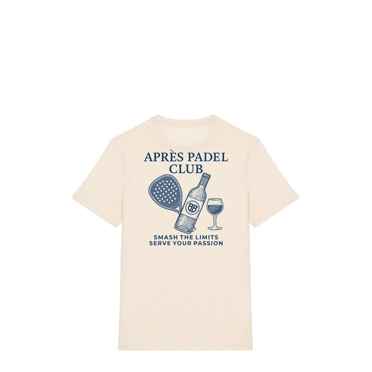 Uniseks T-shirt Après Padel Club (Navy Blue logo)