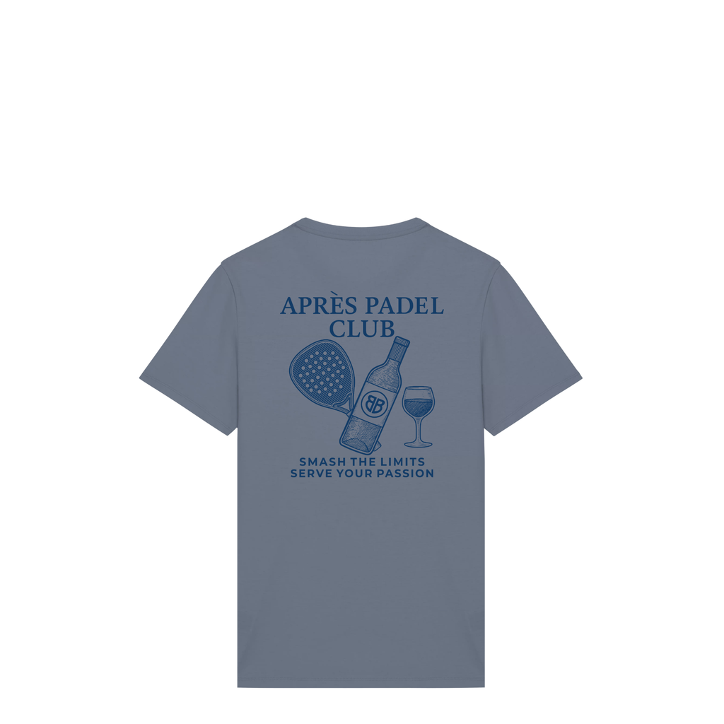 Uniseks T-shirt Après Padel Club (Navy Blue logo)